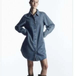 COS Oversized Denim Button-Up Shirt Mini Dress